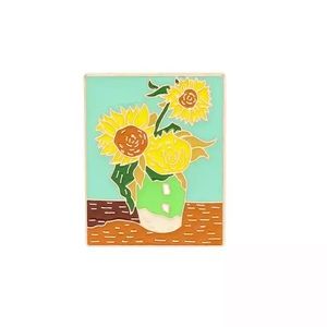 Sunflower painting Brooch gift